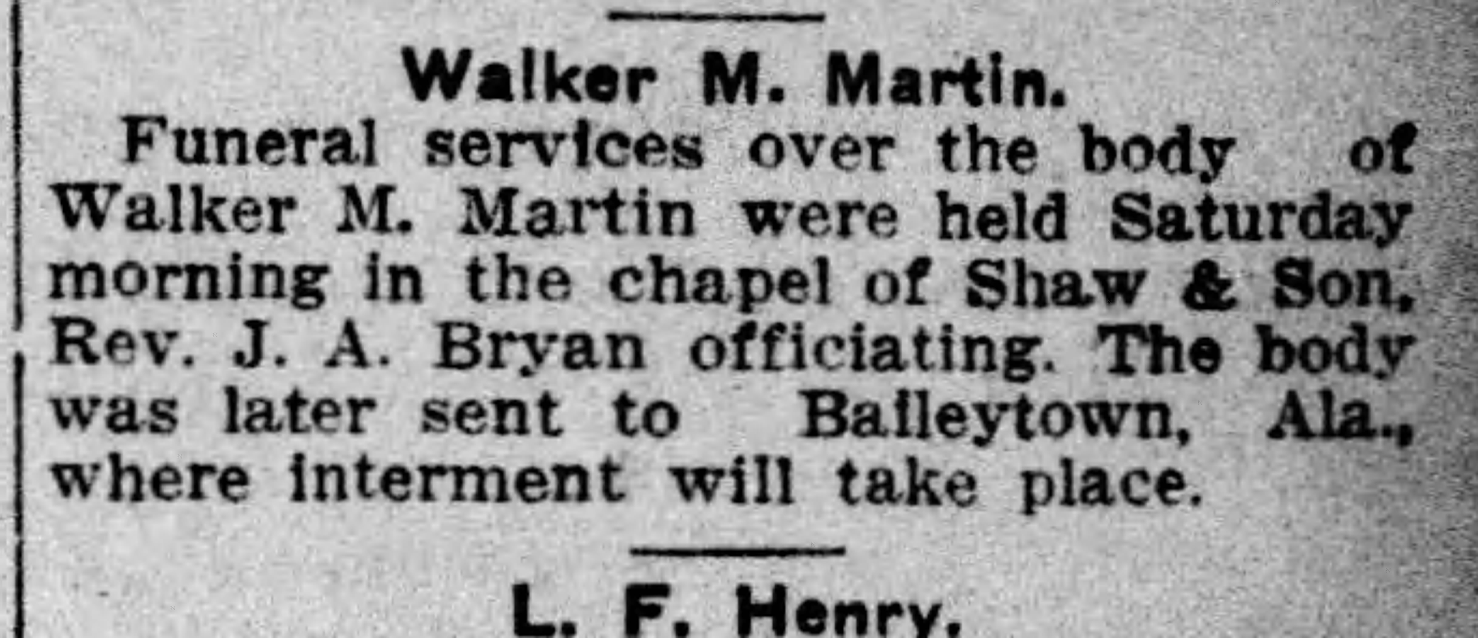 Walker M. Martin obituary